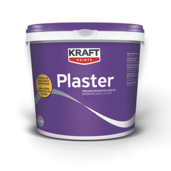 Снимка на Мазилка полимерна драскана Plaster K15 - Бяла - 25kg - Kraft - KR20105001528RO