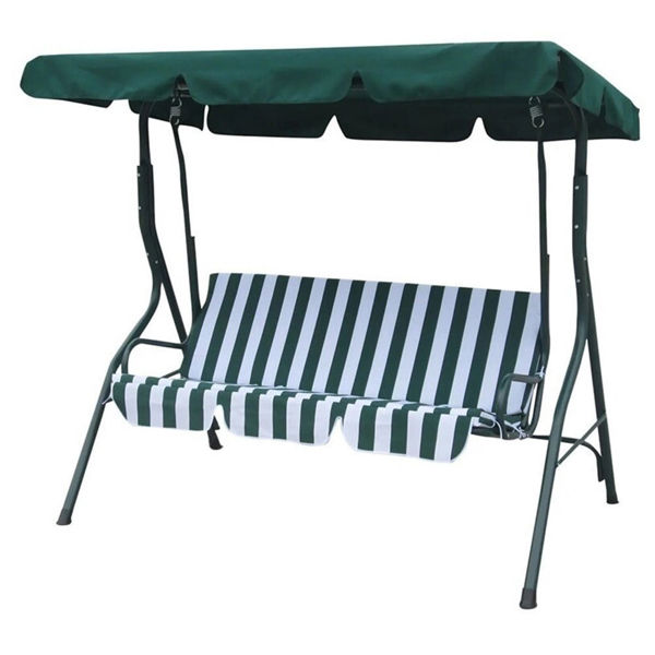 Снимка на Люлка градинска двуместна 140х110х153см зелено и бяло до 180кг Х