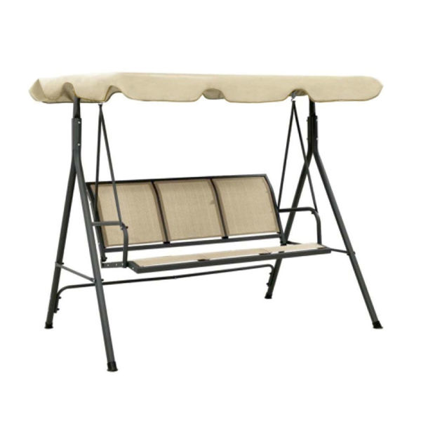 Снимка на Люлка градинска триместна 170х118х153см бежова до 210кг