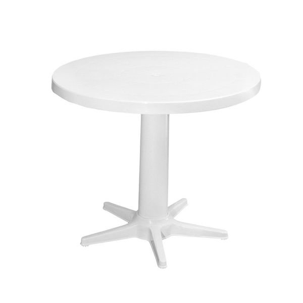 Маса кръгла бяла пластмасова