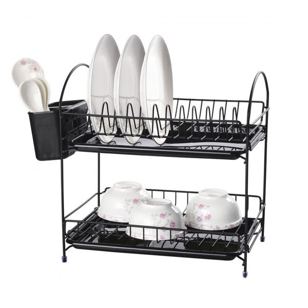 Сушилник за съдове на два етажа в черен цвят 